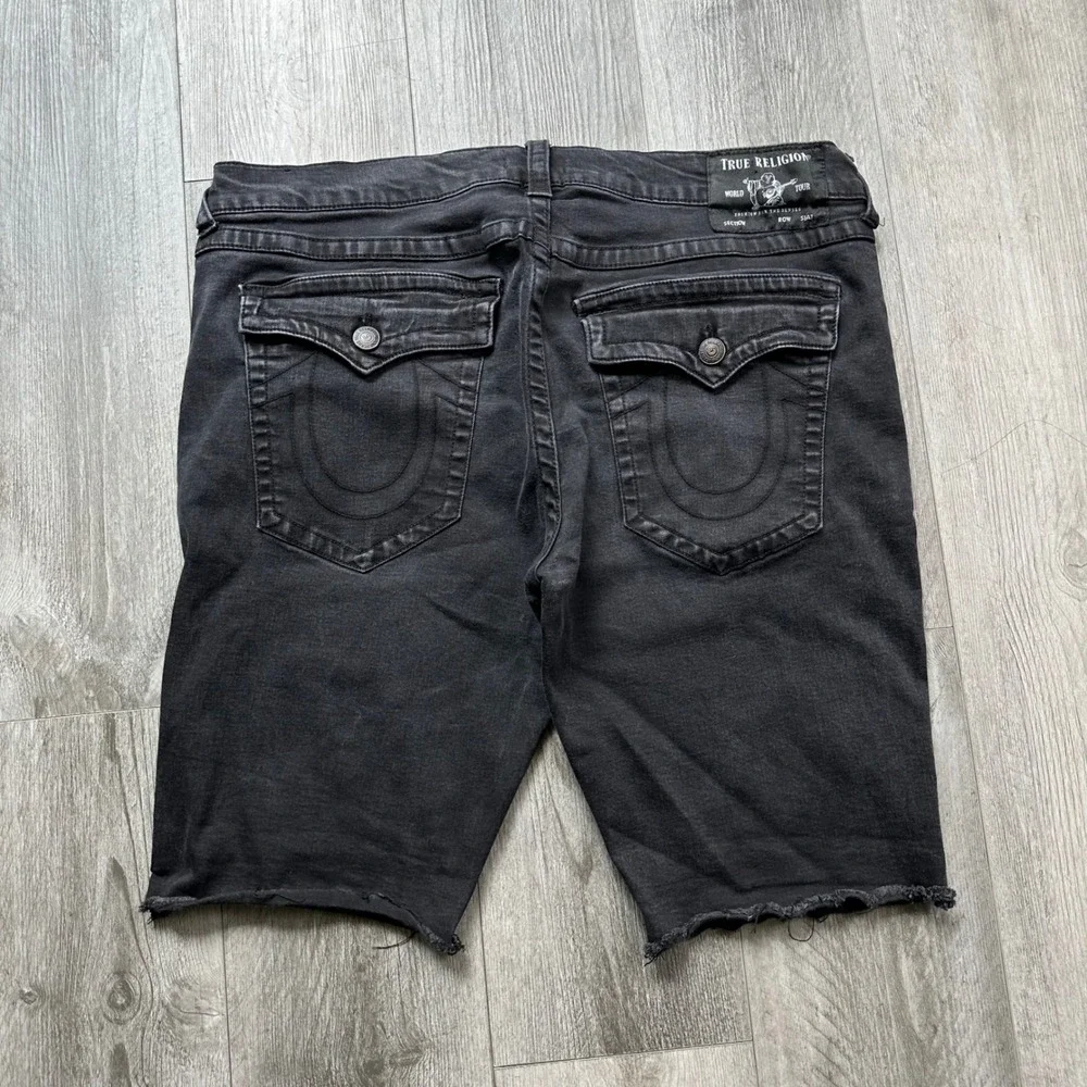 Mens True Religion Black Ricky Denim Shorts Size 40